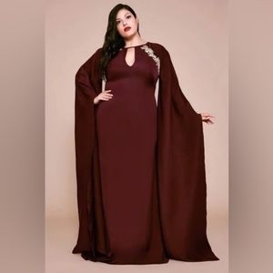 NWT Tadashi Shoji NOX Cape Crepe Gown